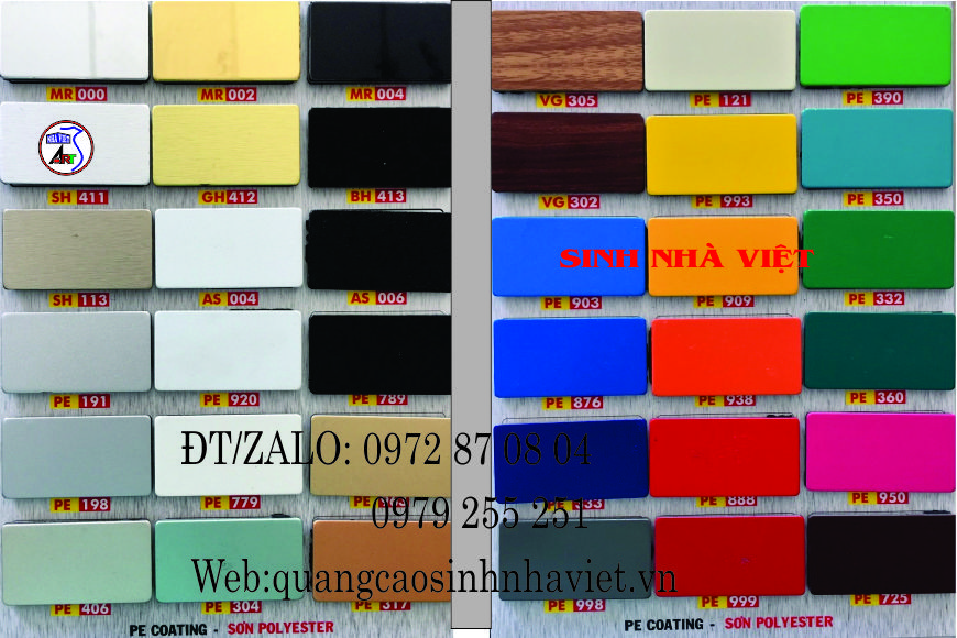 BẢNG catalogue MAU CỦA TẤM ALU TRIỀU CHEN